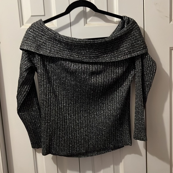 INC off the shoulder sweater in black and silver. XL - Picture 3 of 4